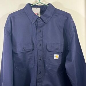 NWT Carhartt Flame-Resistant Classic Twill Shirt Style #FRS160 Dark Navy Men XL